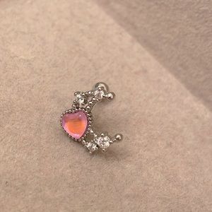 BRAND NEW CUTE MOON HEART ❤️  Stainless Steel Stud Earring Body Piercing Barbell